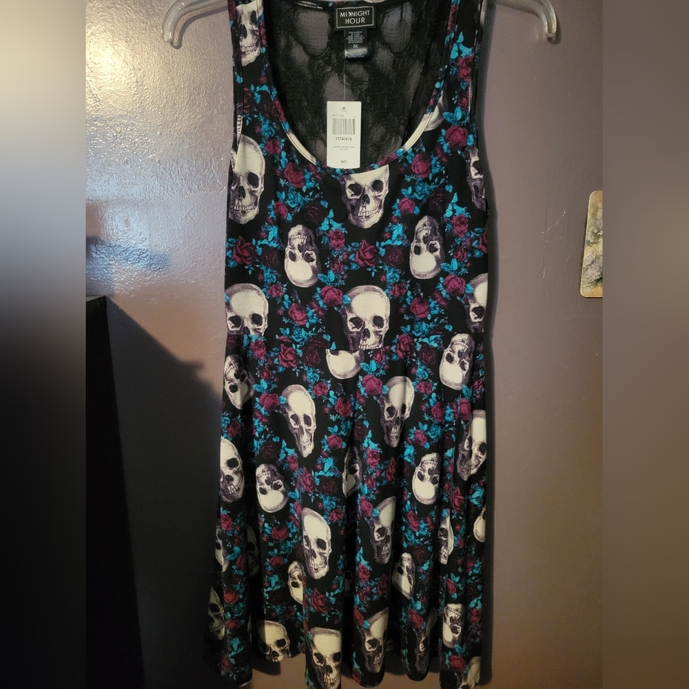 NWT Midnight Hour Hot Topic Skull and Lace Dress